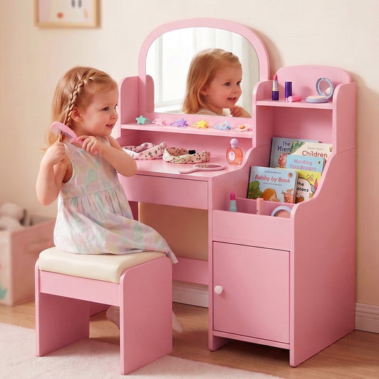 Kids Vanity Table and Stool Set